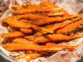 Grilled Salted Shrimp Served Fresh in a Restaurant