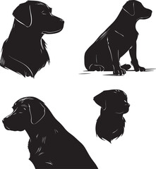 labrador retriever dog breed black silhouette logo set on white background