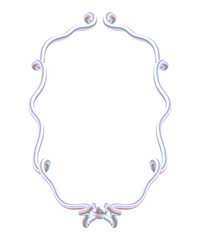 Whimsical Coquette Frame Clipart. 3D Curved Border with Ribbon Details in Soft Pastel Tones. Ideal for Journals, Scrapbooking, or Romantic Stationery.