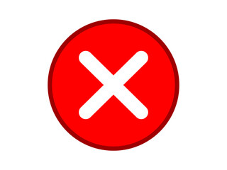 Red cross mark icon wrong, incorrect, cancel, rejection concept. Incorrect sign, wrong symbol button for web site design, logo, app, UI design. Vector illustration.