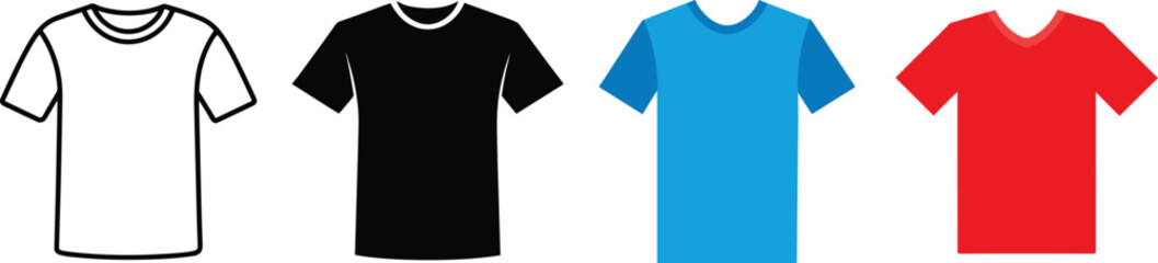 Colorful Blank T-Shirt Vector Set Illustration