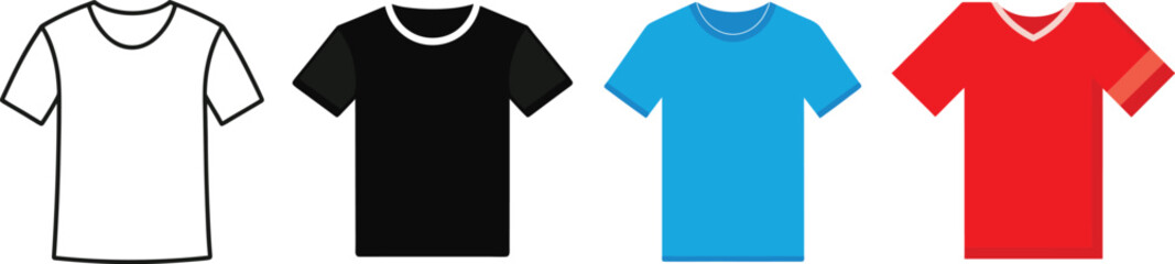 Colorful Blank T-Shirt Vector Set Illustration