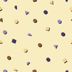 Retro seamless illustrated pattern with calm tones geometric shapes