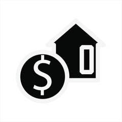 solid icon house with loan vector