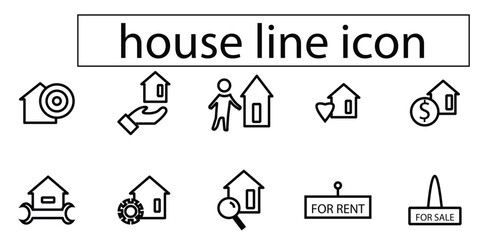 Home line icon . property, loan, town, landlord, Colored vector icons collection,