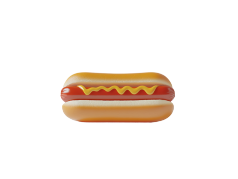 Hot Dog with Mustard on Transparent Background