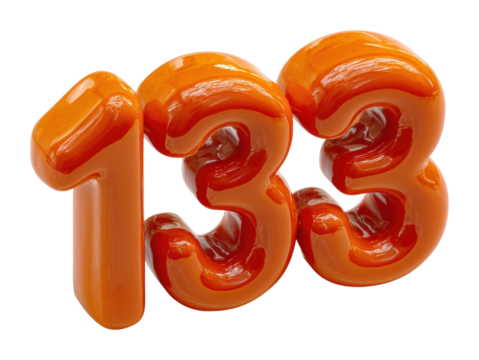 Creative orange number display setup digital bright environment view for branding isolated on transparent background