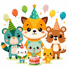 set of cartoon animals