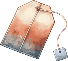 Vector watercolor illustration of a teabag
