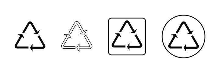 Recycle arrows symbol icon set in minimal flat outline and filled style for eco friendly waste management vector illustration design.
