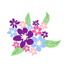 Wild and garden flowers, leaves. Modern vector botanical illustrations, hand drawn floral design elements