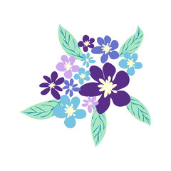 Wild and garden flowers, leaves. Modern vector botanical illustrations, hand drawn floral design elements