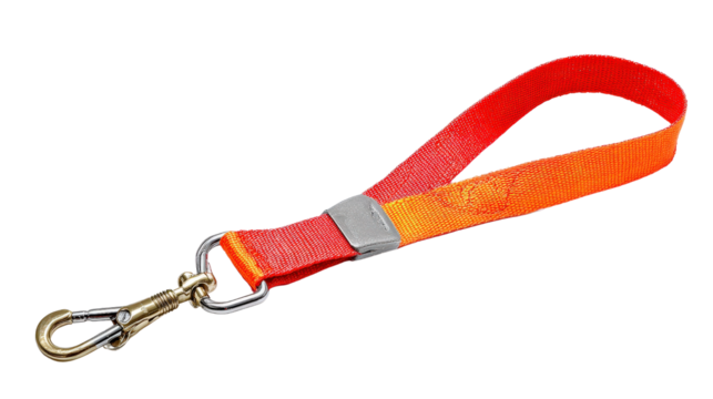 Fall protection lanyard with metal hook background isolated on a Transparent background, PNG file.