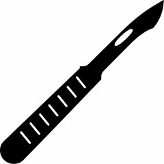 Surgical Scalpel Silhouette Vector – Black Medical Icon Design