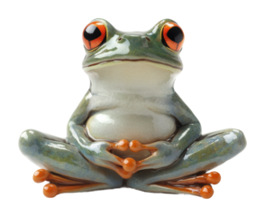 Meditative frog sculpture artistic display home view isolated on transparent background