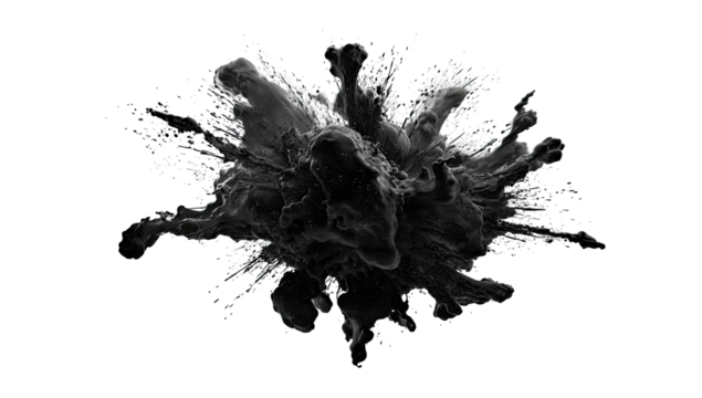Abstract ink explosion in grayscale
