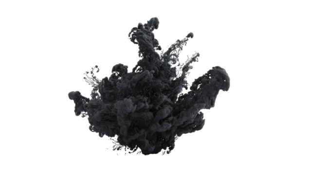 Dark ink explosion in a black background