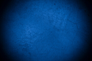 Old wall pattern texture cement blue dark abstract  blue color design are light with black gradient background.