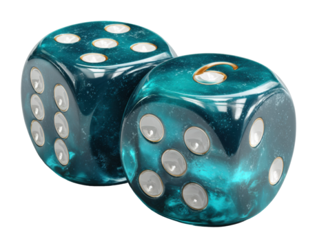 Lucky dice game casino high-quality bright environment view isolated on transparent background