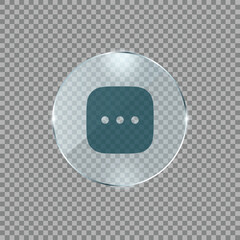 Three dot icon in round glossy UI design representing chat typing more menu option settings application interface symbol modern web button transparent style


