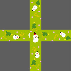 green_sealing_sticker_merryChristmas_snowman_Xmas tree_gift_fruit_dessert_illustration_font_聖誕插畫