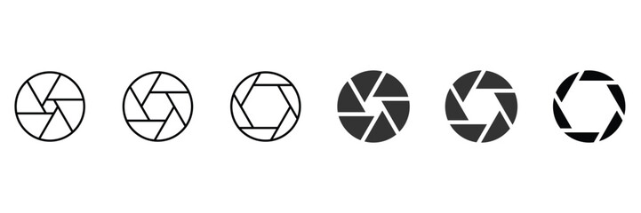 Lens aperture shutter icon, modern photography, abstract camera symbol, creative vector, minimal line art, open geometric shape