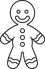 Happy gingerbread man line art vector illustration
