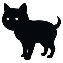 Silhouette illustration of a cute cat standing isolated on white background simple black design