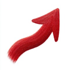 Textured red arrow pointing up and right isolated on white background