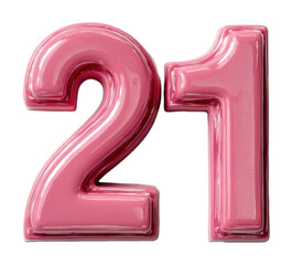 Celebrating 21st birthday with pink decorations at a festive party vibrant atmosphere isolated on transparent background