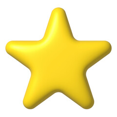 Glossy 3D Yellow Star Symbol on Transparent Background
