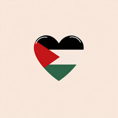 heart in the shape of Palestine flag against white background made with generative AI