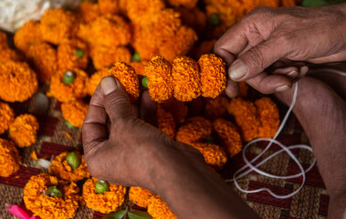 Making marigold flower beads
