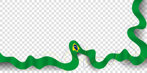 Brazil independence day. Waving brazil long flag in realistic design