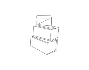 Stack cardboard continuous line. Continuous one line drawing of stack cardboard. Carton storage concept. Single line drawing