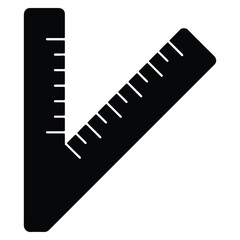Silhouette of a black carpenter's square measuring tool isolated on white background
