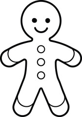 Simple gingerbread man line art vector illustration