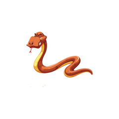 Cute brown cartoon snake with a playful expression. Funny reptile character illustration isolated on white background. Perfect for children’s books, educational materials, vector designs,