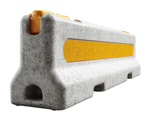 Traffic control barrier installation urban street construction industrial area ground level view isolated on transparent background