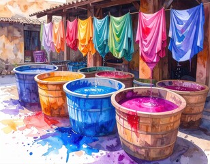   Traditional Fabric Dyeing Workshop Illustration