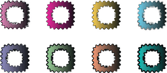 Artistic Gradient Brush-Stroke Square Zigzag Border – Hand-Drawn Freeform Vector Frame for Trendy Minimalist Graphics

