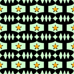 Seamless Geometric Star Pattern in Blue and Yellow