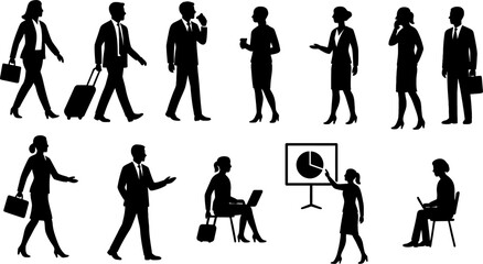 Obraz premium Business people silhouettes vector illustration for corporate and professional use in presentations and designs