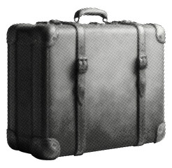 travel suitcase isolated retro halftone cut-out collage element vintage dots texture for mixed media design
