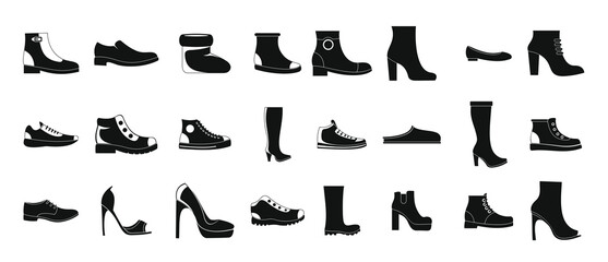 footwear shoes icon set simple style