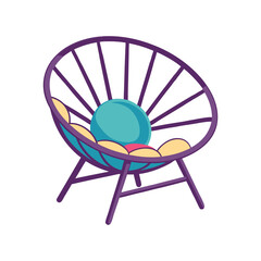 Vector Illustration of a Cozy Papasan Chair Furniture Isolated on White Background