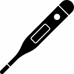 Modern Black Silhouette Thermometer Tool Icon Vector – Minimalist Design