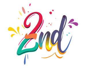 Second place graphic design with colorful celebration great for marketing and advertising art work, 2nd position text