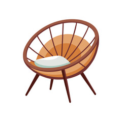 Vector Illustration of a Cozy Papasan Chair Furniture Isolated on White Background