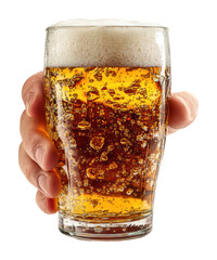 Refreshing beer in hand celebrating moments bar view lifestyle concept isolated on transparent background